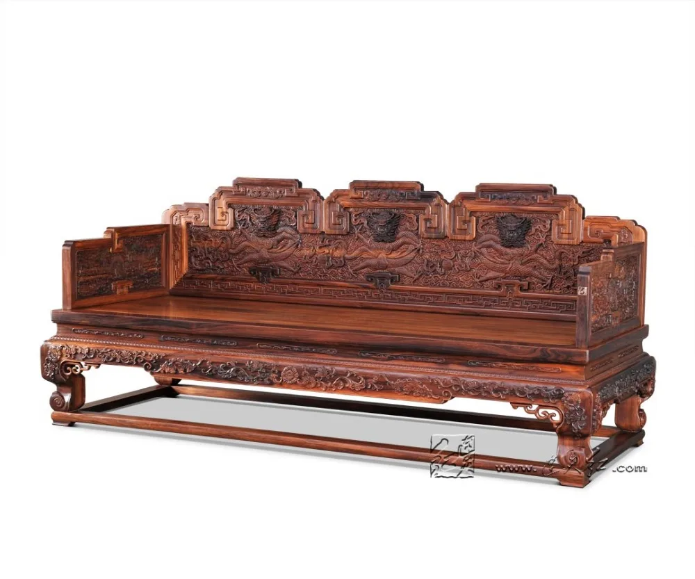 Трехместный диван кровать из розового дерева Carven Dragon студийный шезлонг массива