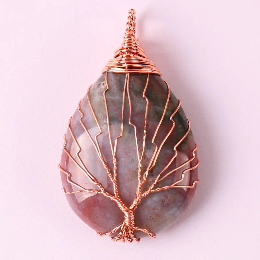 Ручная работа Проволочная пленка натуральный камень зеленый авантюрин тигерин