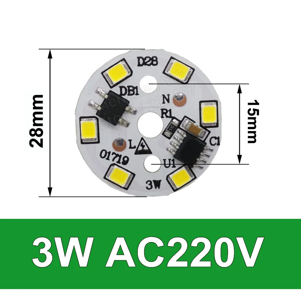 3W 28mm 250lm 10 шт. ac 220v светодиодный pcb SMD2835 3w 5w 7w 9w 12w 15w интегрированный ic драйвер, светодиодный бусины умная ИС(интеграционная схема поверхностного монтажа, светодиодный светильник источник светодиодный лампы - Цвет корпуса: 3W 28mm 250lm