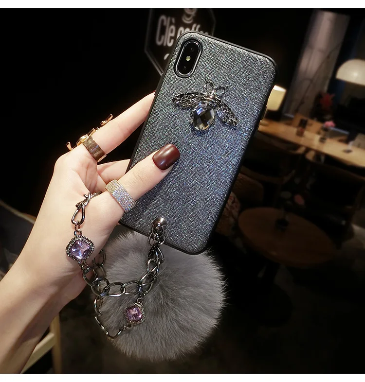 Роскошный Металлический Алмазный пчелиный чехол для телефона для iphone X XS MAX XR 6 S 8 7 plus винтажные чехлы из искусственной кожи для samsung galaxy S8 S9