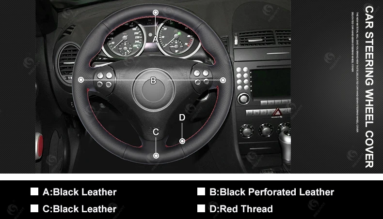 MEWANT черная искусственная кожа рулевого колеса автомобиля крышки для Mercedes Benz slk-класс W170 W171 SLK 2004-2008 C230 компрессор Спорт
