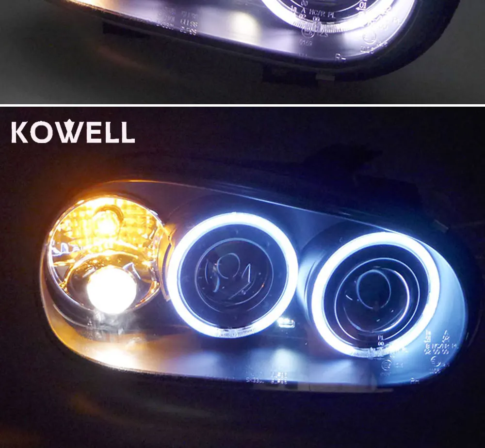 KOWELL автомобильный Стайлинг для vw golf 4 2004-2008 головной светильник s ангельские глазки светильник+ ксеноновая линза светодиодный автомобильный светильник H7 h1 светодиодный светильник для стайлинга автомобилей