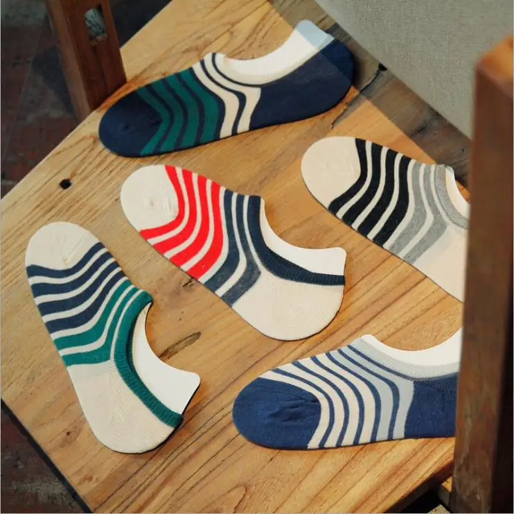 10 Пар/лот Новый цвет полосы мужские носки хлопчатобумажные стелс досуг мужчин