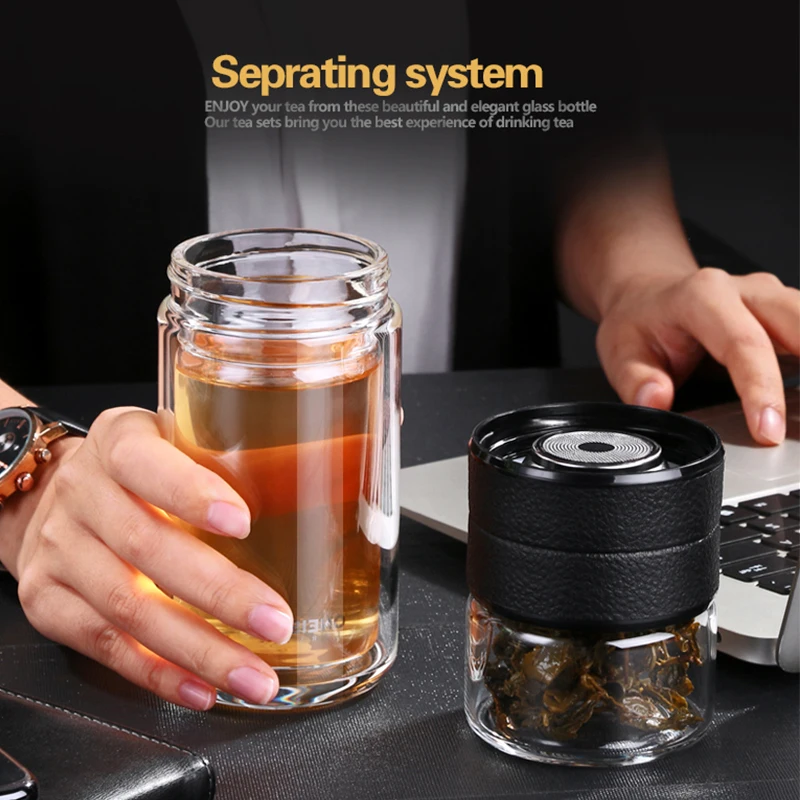 Стеклянная чашка для чая с двойными стенками 520 мл|Бутылки воды| |