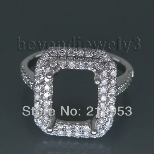 

Vintage Emerald Cut 7x9mm 18Kt White Gold Semi Ring mount for Wedding Fine Jewelry Wholesale R0014