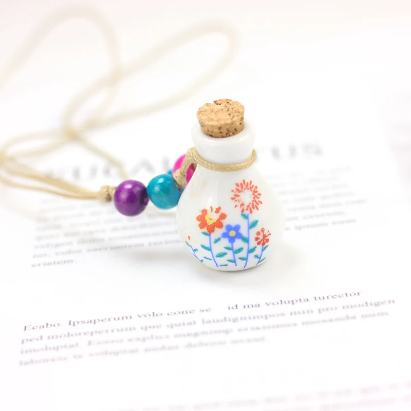 Flower - B Кремация домашних животных золы урны для золы, украшения ручной работы Плетение ожерелье с восковой ниткой колье керамика кулон - Цвет: Flower - B