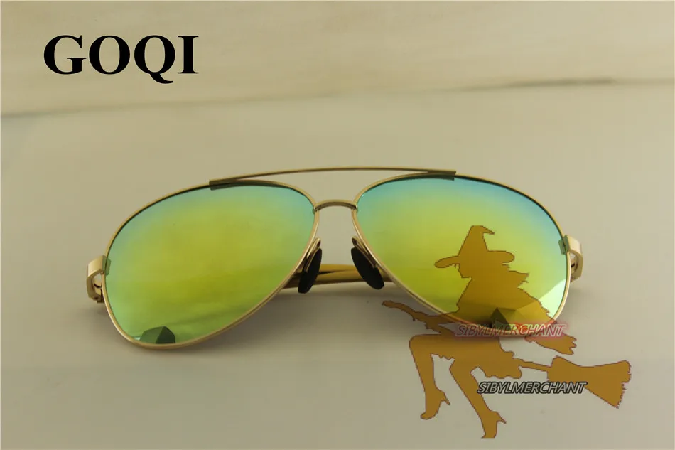 GOQI стиль мужские Gafas, оправа из металлического сплава поляризационные винтажные овальные очки, дикое покрытие цветные мужские солнцезащитные очки