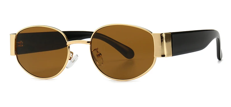 brown lens Peekaboo женские Овальные Солнцезащитные очки Мужские стимпанк золотые красные зеленые женские ретро очки металлическая оправа летние модные аксессуары - Цвет линз: brown lens