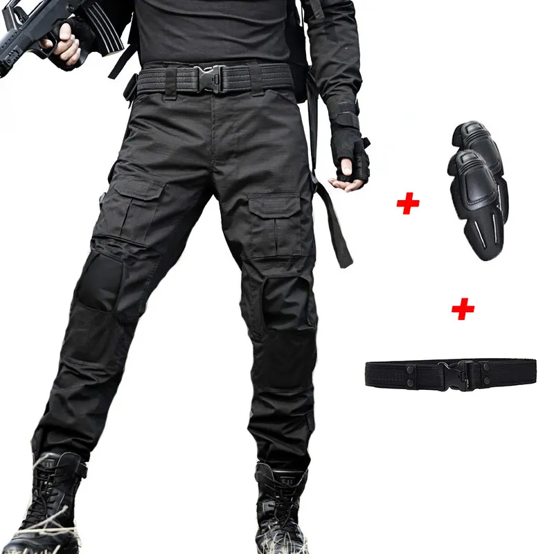 with knee pads belt Походные штаны, штаны для отдыха Для мужчин тактические камуфляж охота Отдых штаны рыболовные боевые брюки горные брюки Pantalon трекинг Hombre - Цвет: with knee pads belt
