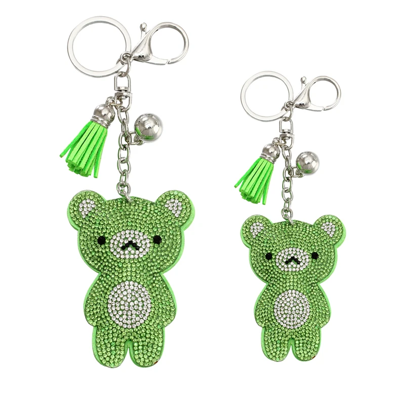 ZOSHI New Arrival PU Leather Keychain for Women Cute Rhinestone Bear Animal Pendant Key Chains Car Bag Gift |