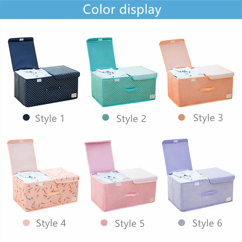 Waterproof Oxford Cloth Storage Box Foldable Double Lid Underwear Bra Socks Container Organizer Sundries Clothes Storage Box