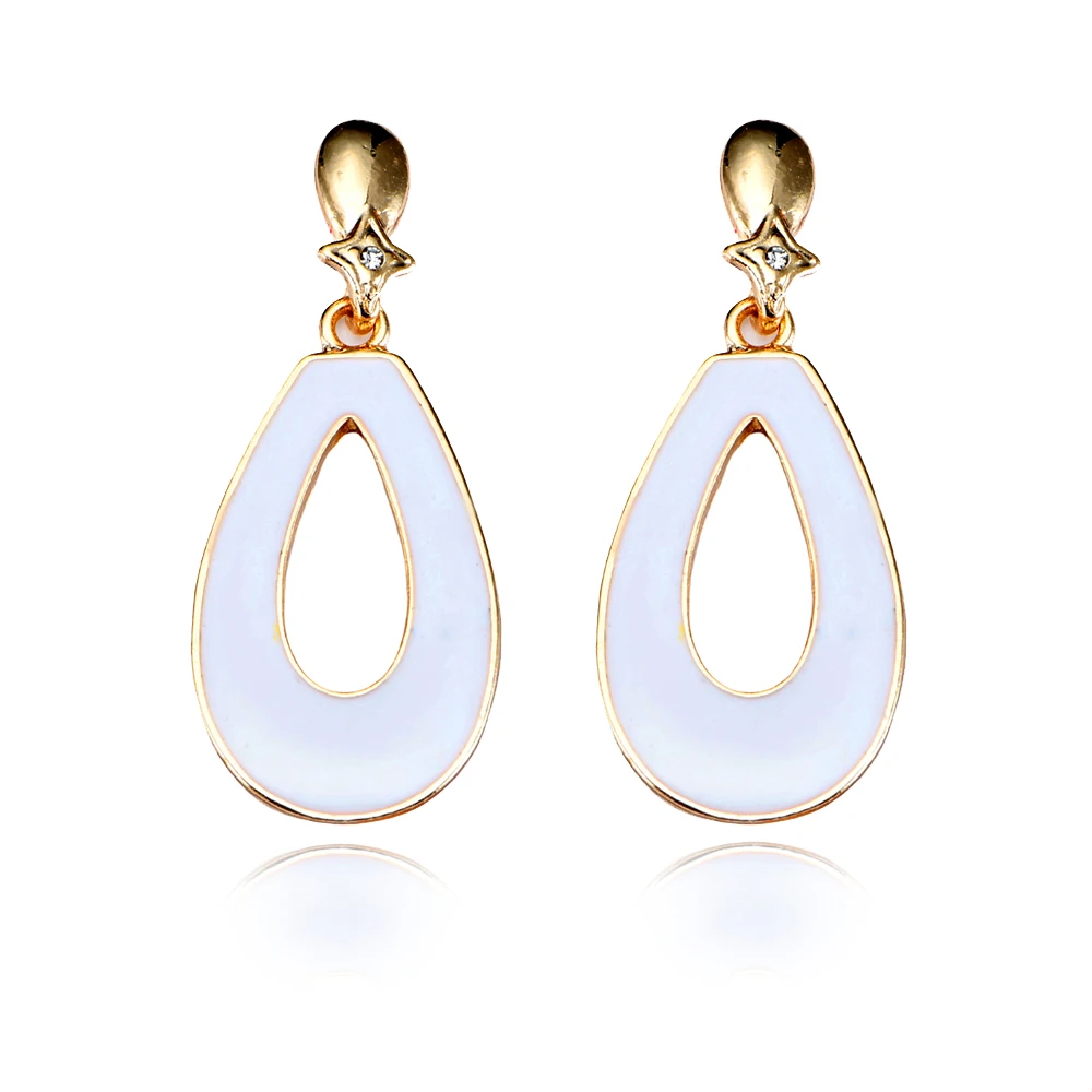 2018 белая эмаль кристалл Длинные Висячие Серьги капли воды Форма для Для женщин