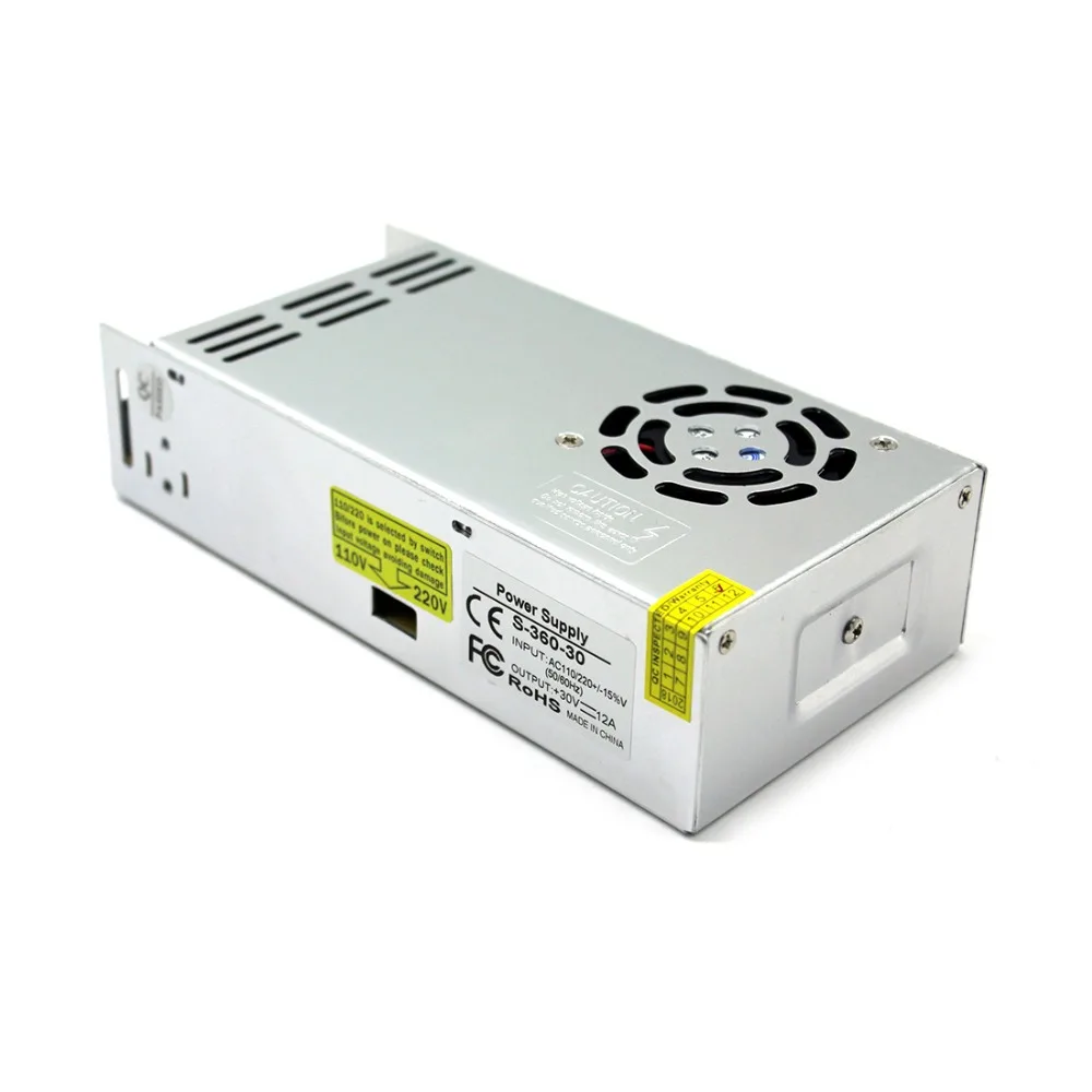 Высокое Питание dc 30v 12A 360w AC DC конвертер светодиодный драйвер 110V 220V DC30V SMPS для