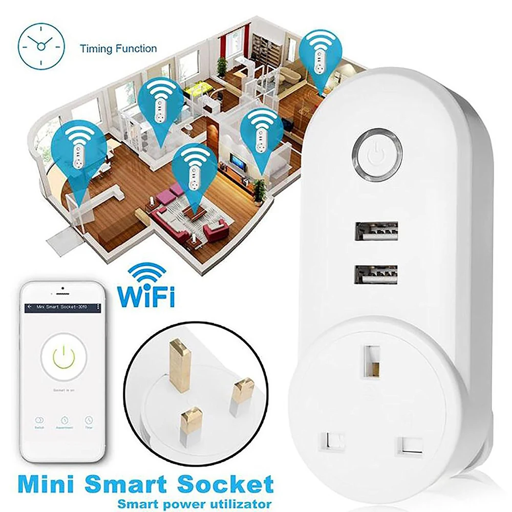 Умная розетка с двумя USB-портами 10 А Wi-Fi голосовое управление | Электроника