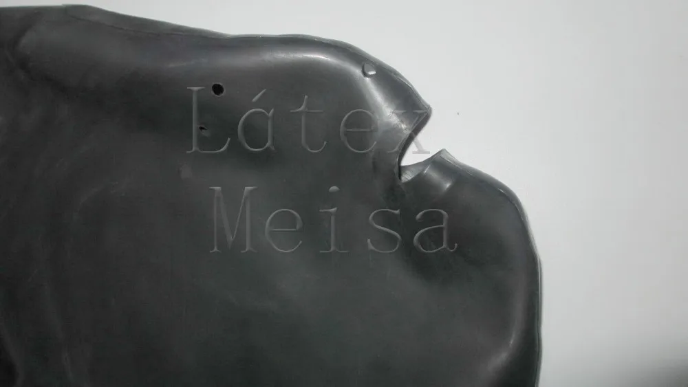 

Latex hoods adult rubber masks attached mesh eyes and open nostirls in black color with back zip
