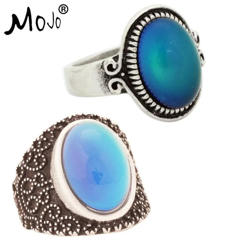 

2PCS Vintage Ring Set of Rings on Fingers Mood Ring That Changes Color Wedding Rings of Strength for Women Men Jewelry RS009-005