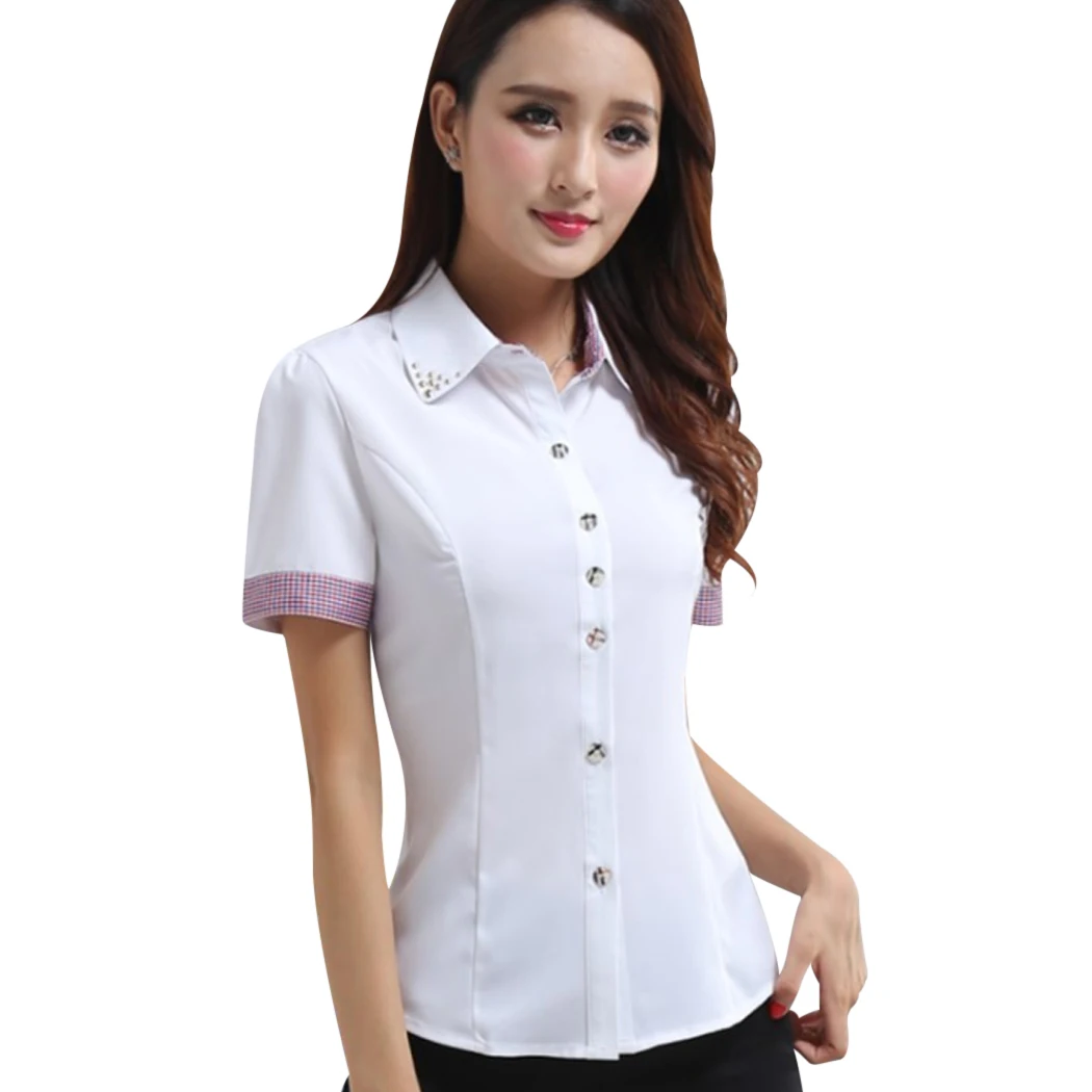 Элегантные женские офисные шифоновая рубашка Для женщин топ с отложным