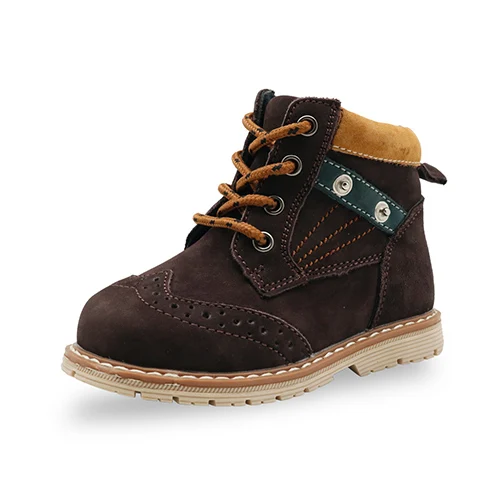 darkbrown Apakowa/Классические ботинки martin из натуральной кожи для маленьких мальчиков; Детские ботильоны на квадратном каблуке для маленьких мальчиков; осенне-весенняя обувь - Цвет: darkbrown