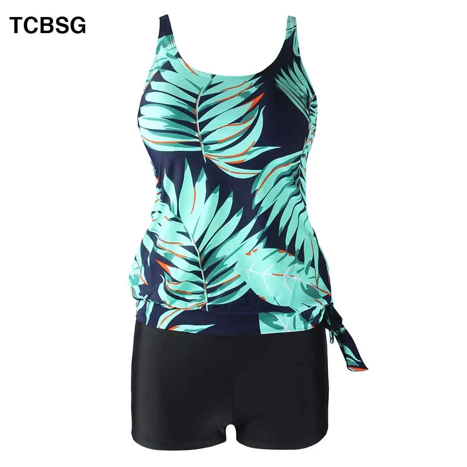 TCBSG Sexy Women Swimsuit Plus Size Swimwear Tankini Strappy Push Up Print Bottom Bathing Suits Solid Swim Wear | Спорт и