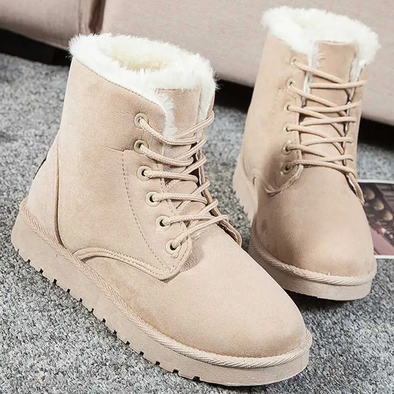 Дизайнерские ботинки для женщин; женские меховые ботинки на шнуровке; Botas Mujer; зимние сапоги высокого качества; замшевые плюшевые Прошитые ботинки; botas zapatos mujer