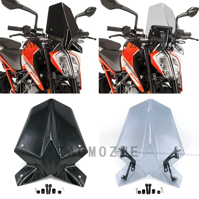 Лобовое стекло для мотоцикла KTM Duke 125 390 Duke125 Duke390 2017 2018 ABS с монтажным кронштейном