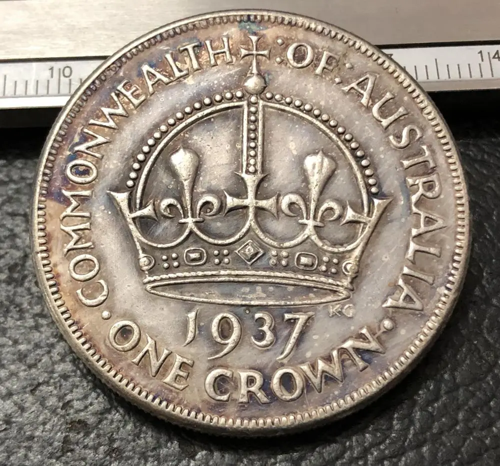 1937 Австралия Одна Корона-Джордж Ви с "IND: IMP" имитация монеты