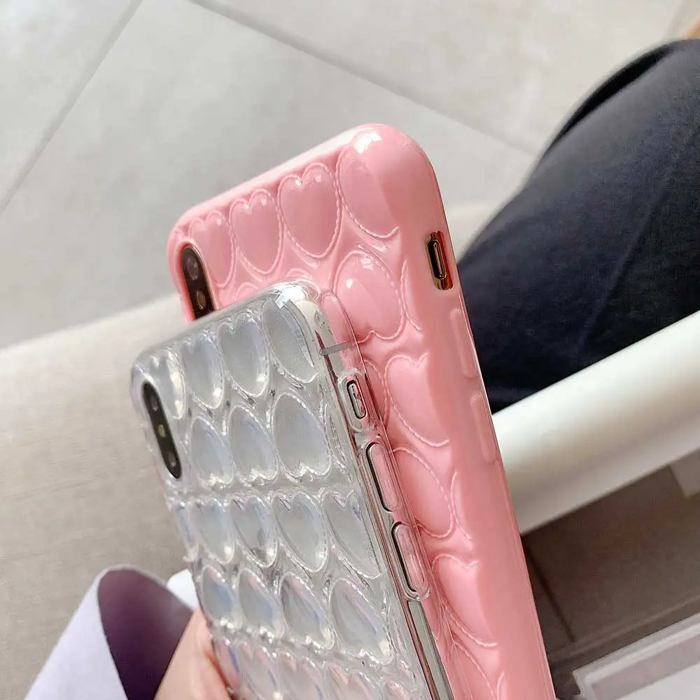 Чехол для телефона в форме сердца Boucho 3D iphone XR X XS 6 6S 7 8 Plus MAX модная яркая задняя