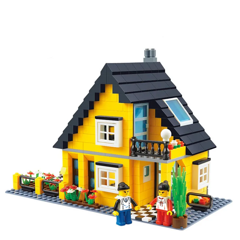 Вилла мелкие частицы пластиковые строительные блоки собраны игрушки