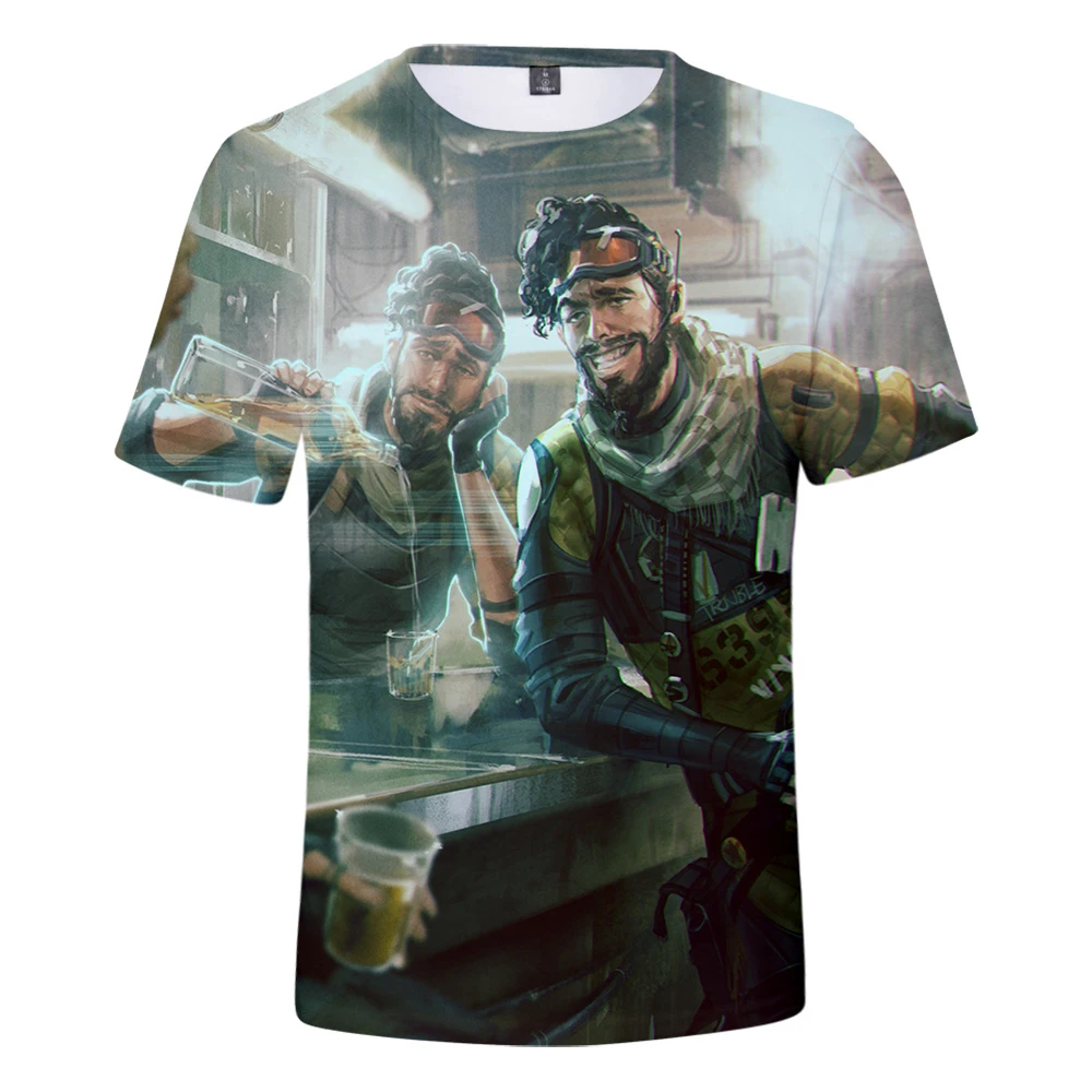Лидер продаж короткая футболка с 3D принтом Apex Legends дышащая короткими рукавами для