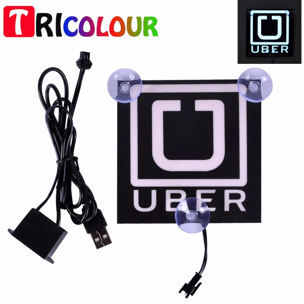 TRICOLOUR 2x Uber el flashing car sticker glow on can window with 5V USB Inverter #TQ407 | Автомобили и мотоциклы