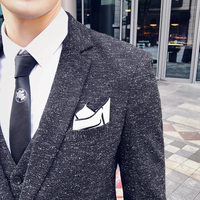 Gray Fashion Anzug Social Mens Dress Suits Skinny Suit Men Business 2019 Slim Fit Shining Designers | Мужская одежда