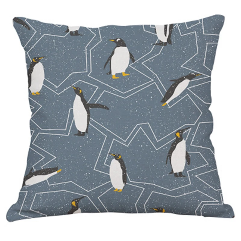 2018 Polyester Cartoon Image Cushion Cover Pine Snowflake Penguin Pillow Case Home Decorative Pillows For Sofa Car Cojines | Дом и сад