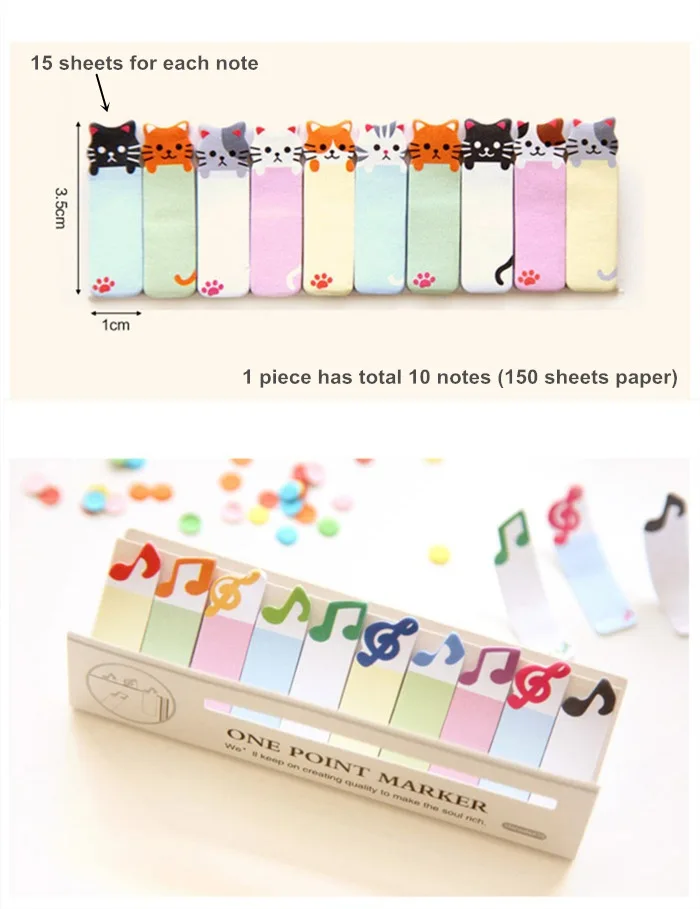 6 шт. мультфильм животных Бумага для заметок разместить одну маркер выделитель