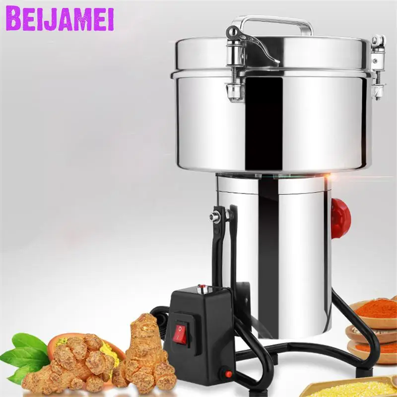 

BEIJAMEI 3000g Large Power Cumin Pepper Corn Pseudo-ginseng Pulverizer Crusher Grinder Machine Commercial Grain Grinding