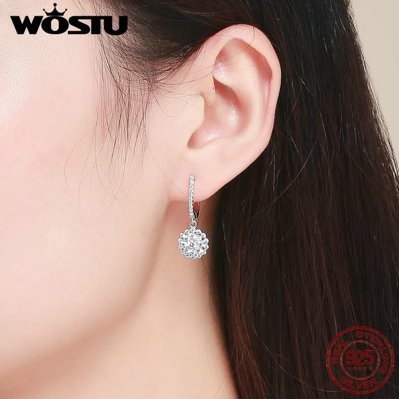 Женские Классические круглые серьги-капельки WOSTU из 100% стерлингового серебра 925