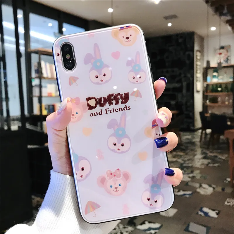 В виде медвежонка и кролика для iPhone6s 7 8 закаленное Стекло чехол iPhone X Xs XR Max