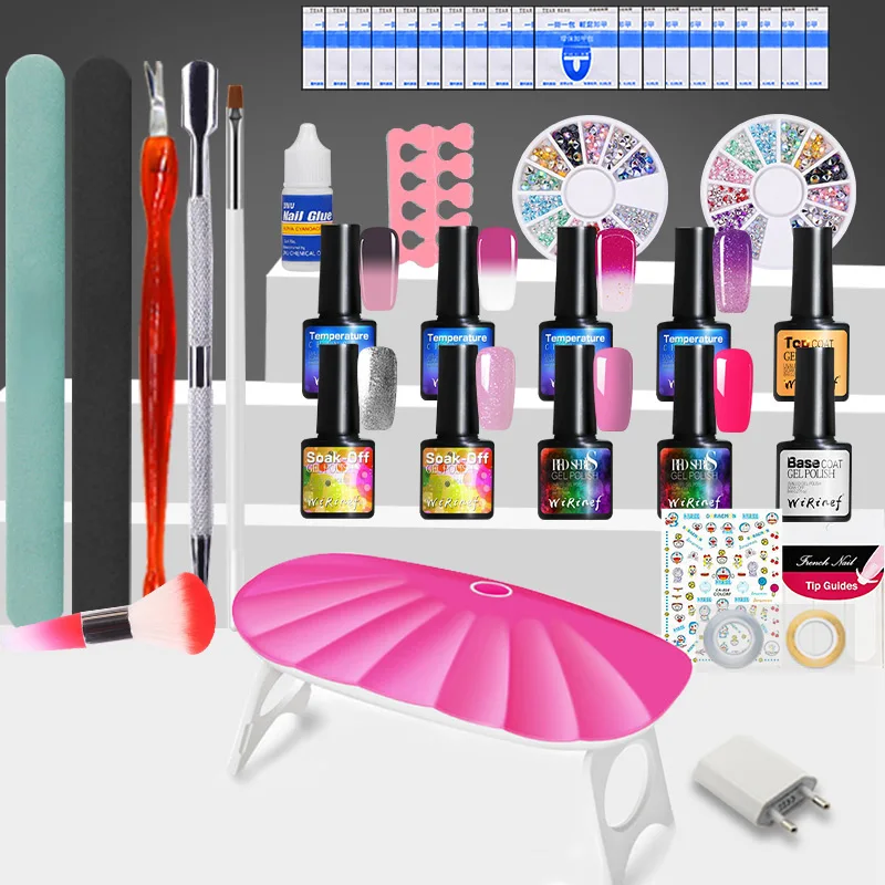 S4304 nail gel set WiRinef инструменты для ногтей Сушилка для ногтей УФ светодиодный светильник подходит для ногтей начинающих 3 вида лампы на выбор Дизайн ногтей скидка большой набор - Цвет: S4304 nail gel set