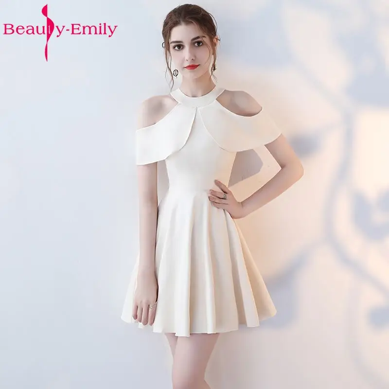 Шампанское Beauty Emily черные красные А-образные короткие сексуальные платья для выпускного вечера платья для выпускного вечера с круглым вырезом без рукавов официальные платья - Цвет: Шампанское