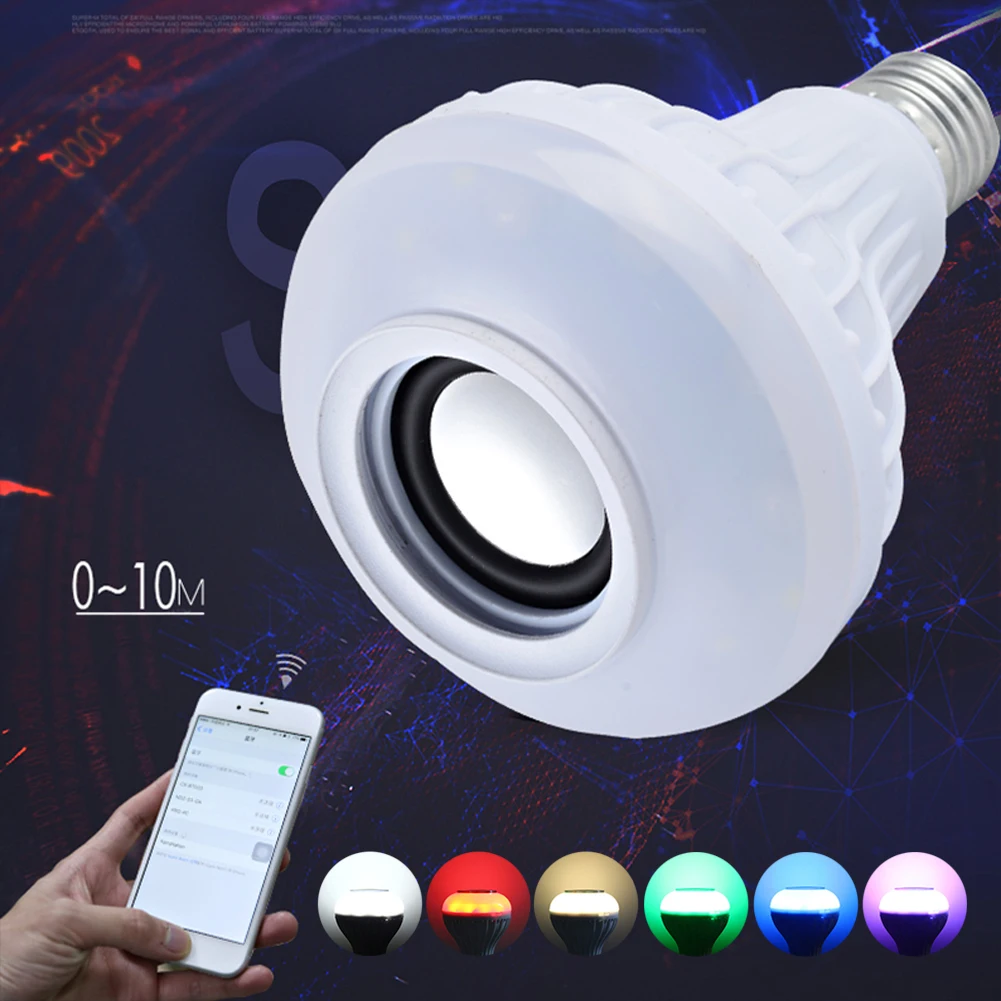 TSLEEN Smart E27 RGB беспроводной цветной Bluetooth динамик лампа для воспроизведения музыки