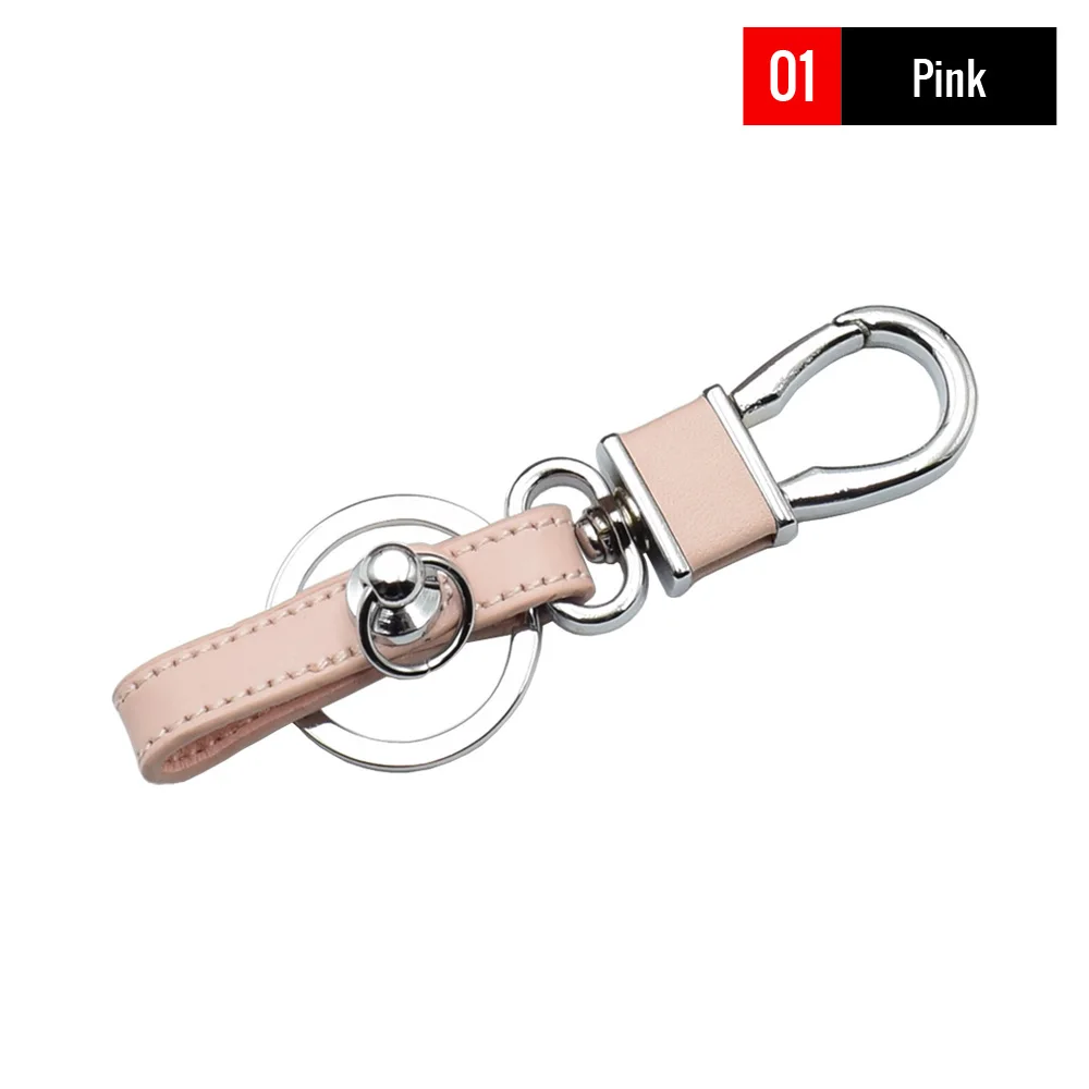 01 Pink Кожаный Автомобильный Брелок с защитой от потери, металлический брелок с дистанционным управлением для Nissan Skoda hyundai Toyota, автомобильный брелок - Название цвета: 01 Pink
