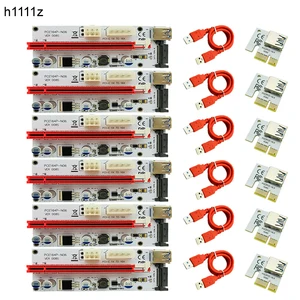 6 шт., переходная карта VER008S 60 см PCI-E 008S PCIe 1x к 16x с 4pin 6pin Sata питание + USB 3,0 кабель для майнинга биткоинов