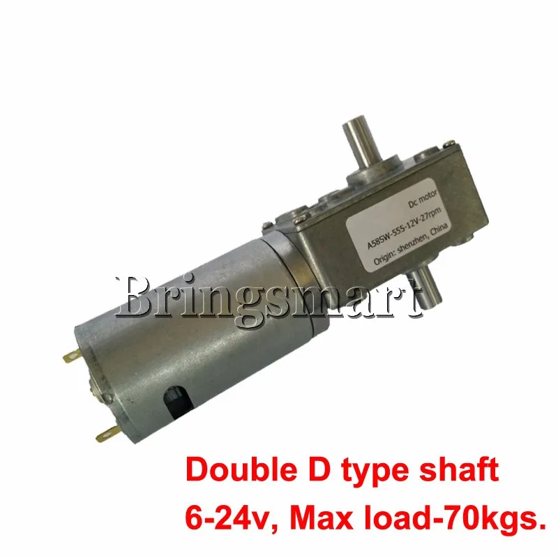 Bringsmart A58SW-555S 6- 24V Worm Gear Motor 12V Double Shaft Rversible High Torque Door Lock Self-locking Intelligent Device