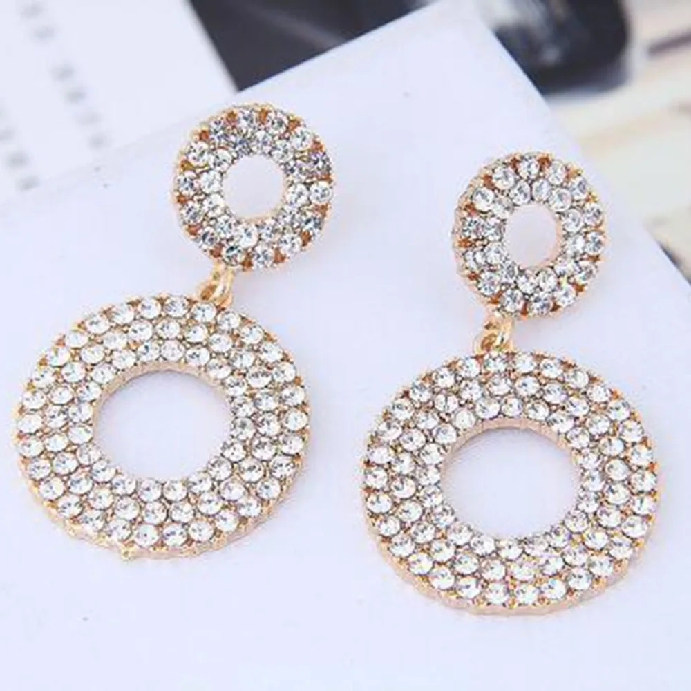 Простые поп металлические серьги Модные полые круглые золотые и серебряные