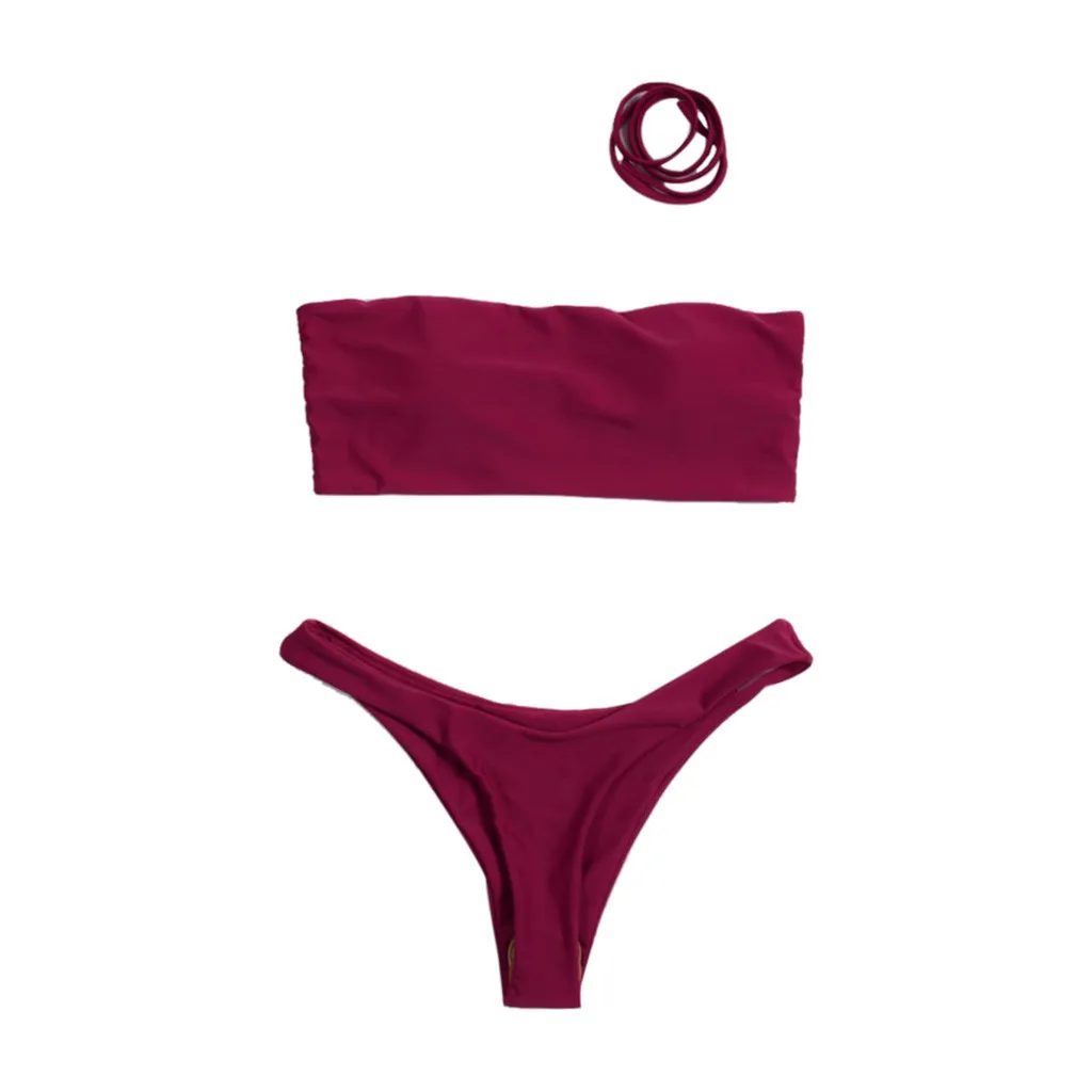 Womail Bandeau bikini set Swimwear female two pieces swimsuit High Waist Bikini Women Bathing Suit biquini W3052 | Женская одежда