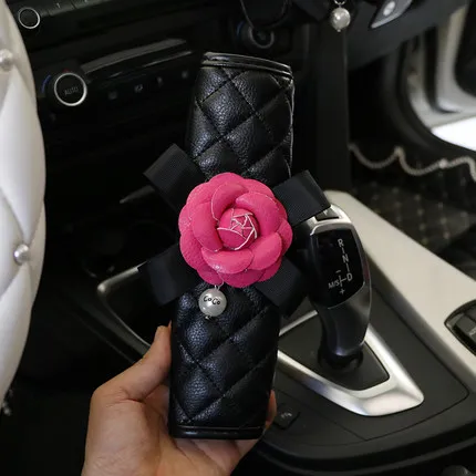 Серия Camellia, наборы, аксессуары для салона автомобиля, кожаный чехол на руль, авто Кристалл, подголовник, подушки, коробка для салфеток, подлокотник - Название цвета: 2pcs seat belt cover
