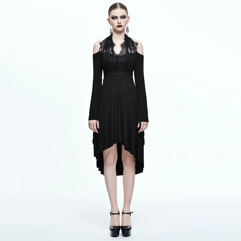 

Devil Fashion Gothic Women Elegant Sexy Off Shoulder Dress Steampunk Vintage Black Casual Dresses