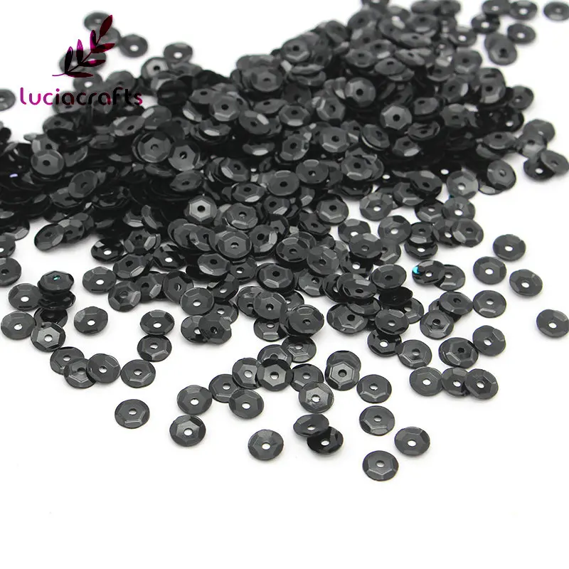 Black 20g Lucia crafts 5 мм 20 г/лот хлопья Радужная чашка с блестками плоские свободные блестки для шитья одежды платье DIY украшения D0802 - Цвет: Black 20g