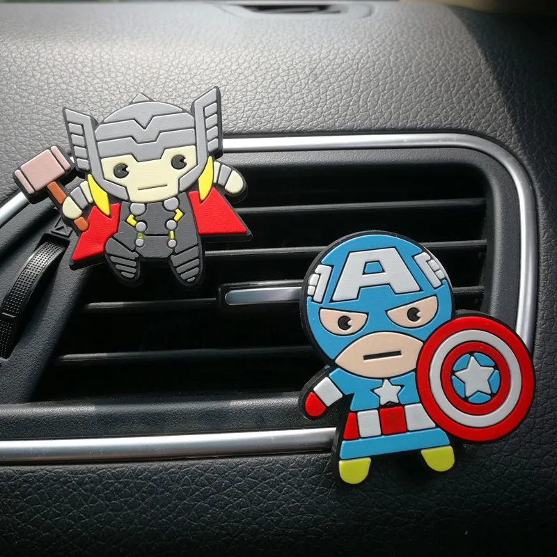 Автомобильный освежитель воздуха для Marvel, Мстители, герои, фигурка, украшение, духи, клипса, очиститель воздуха, милый автомобильный ароматизатор для интерьера
