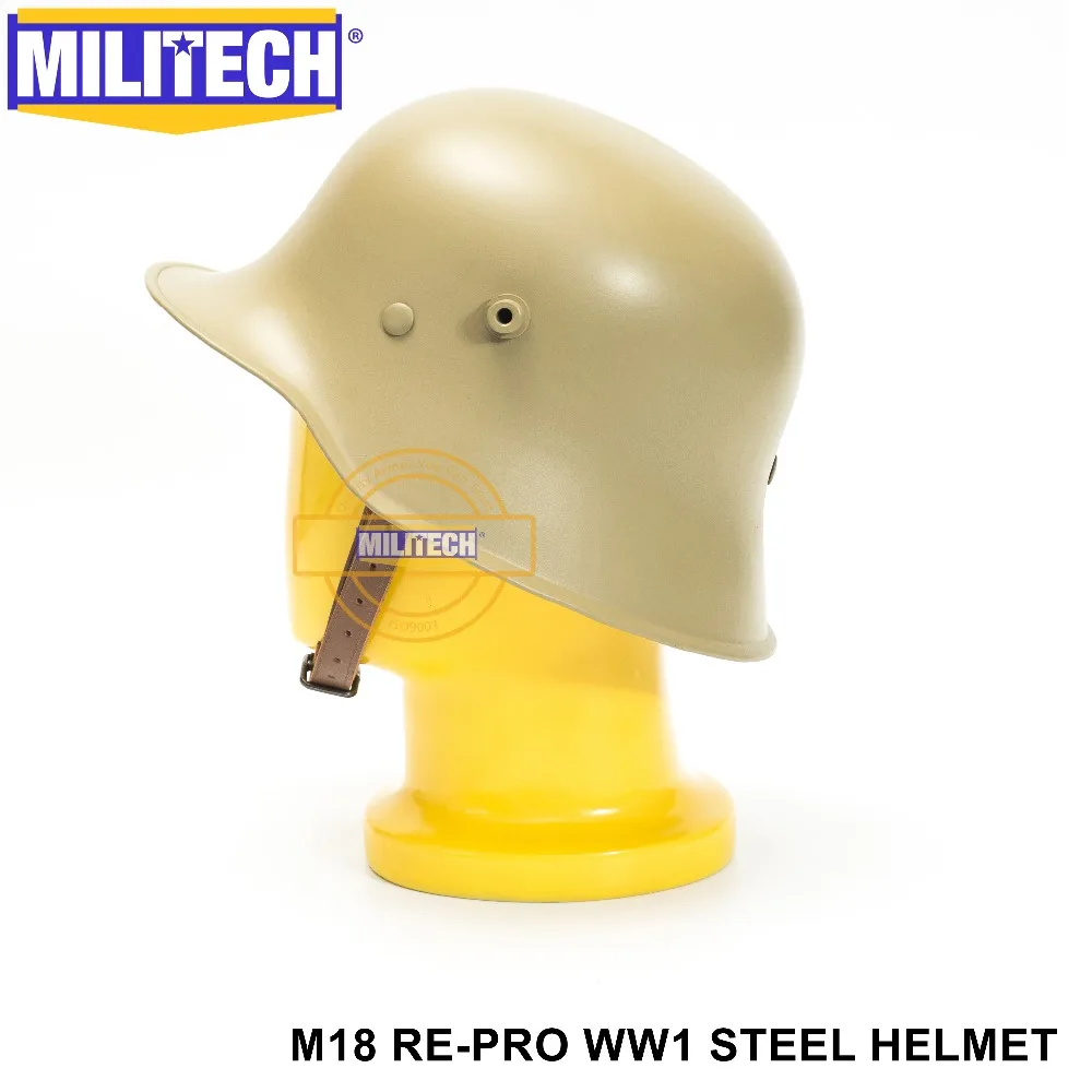 MILITECH, немецкий шлем Tan DE WW One M18, шлем Первой мировой войны, репро, шлем WW1, коллекция, шлем, Великая война, немецкий мотоциклетный шлем