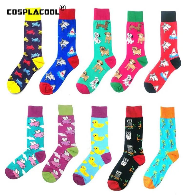 

[COSPLACOOL]Cotton Funny Animal Crew Socks Men Cartoon Dog Socks Novelty Colorful Gift Sokken Unisex Calcetines Hombre Divertido